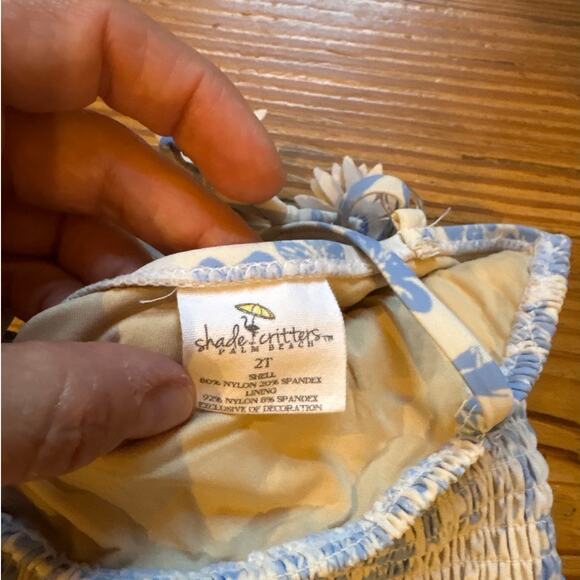 Shade Critters white blue toile daisy strap one piece swimsuit SIZE 2T - Picture 4 of 5